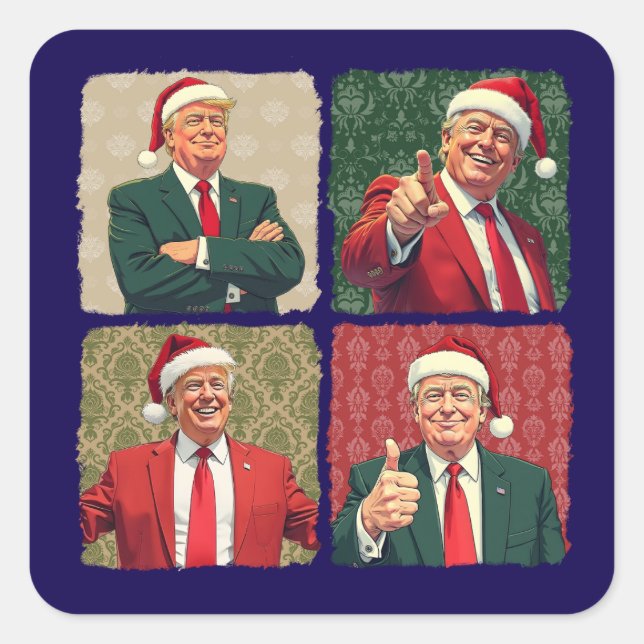 Trump Pop Art Christmas Sticker MAGA Holiday (Devant)