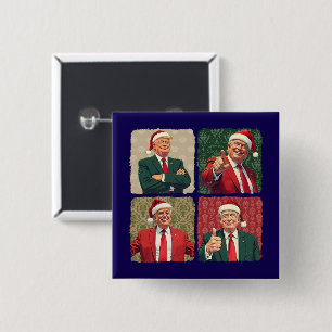 Trump Pop Art Weihnachts-Button MAGA Holiday Pin Button