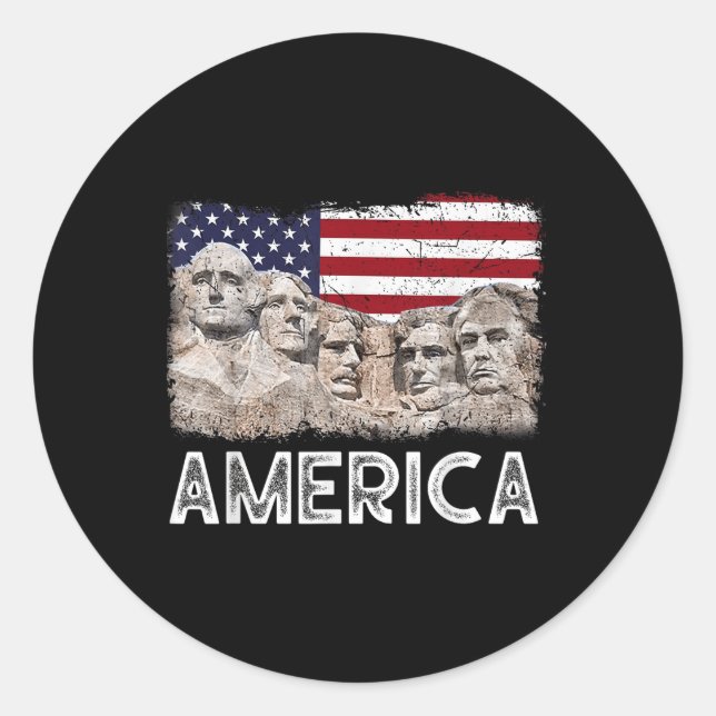 Trump Präsident 45. Rushmore - Amerikanische Flagg Runder Aufkleber (Vorderseite)