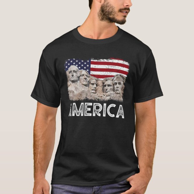 Trump Präsident 45. Rushmore - Amerikanische Flagg T-Shirt (Vorderseite)