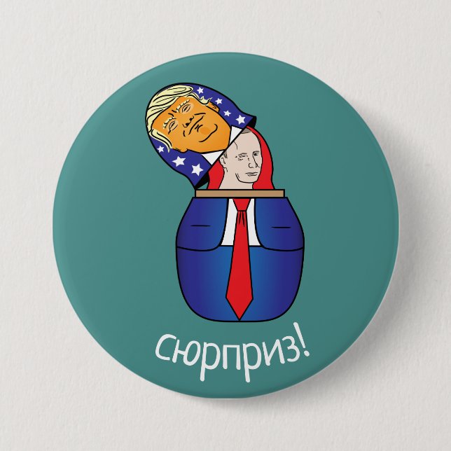 Trump - Putin Russische Puppe Button (Vorderseite)
