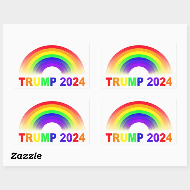 Trump Rainbow 2024 Rechteckiger Aufkleber (Blatt)