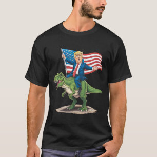 Trump reitend auf Dinosaurier T Rex USA Amerikanis T-Shirt