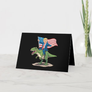 Trump reitet auf Dinosaurier T Rex USA Amerikanisc Dankeskarte