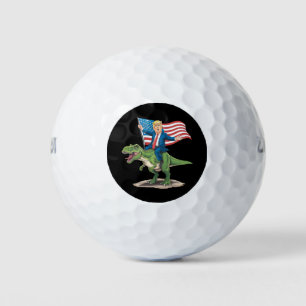 Trump reitet auf Dinosaurier T Rex USA Amerikanisc Golfball