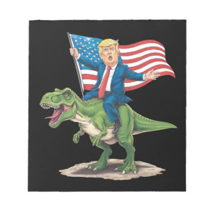 Trump reitet auf Dinosaurier T Rex USA Amerikanisc Notizblock
