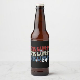 Trump Retro Groovy Blume 24 Wahlen 2024 Bierflaschenetikett
