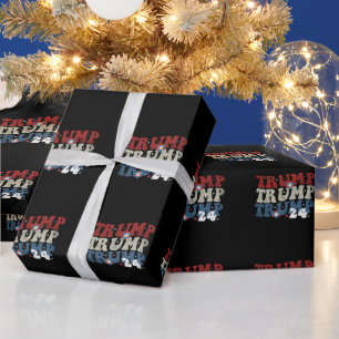 Trump Retro Groovy Blume 24 Wahlen 2024 Geschenkpapier