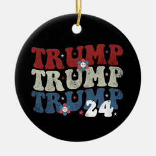 Trump Retro Groovy Flower 24 Wahl 2024 Keramik Ornament