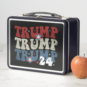 Trump Retro Groovy Flower 24 Wahl 2024 Metall Brotdose