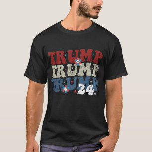 Trump Retro Groovy Flower 24 Wahl 2024 T-Shirt