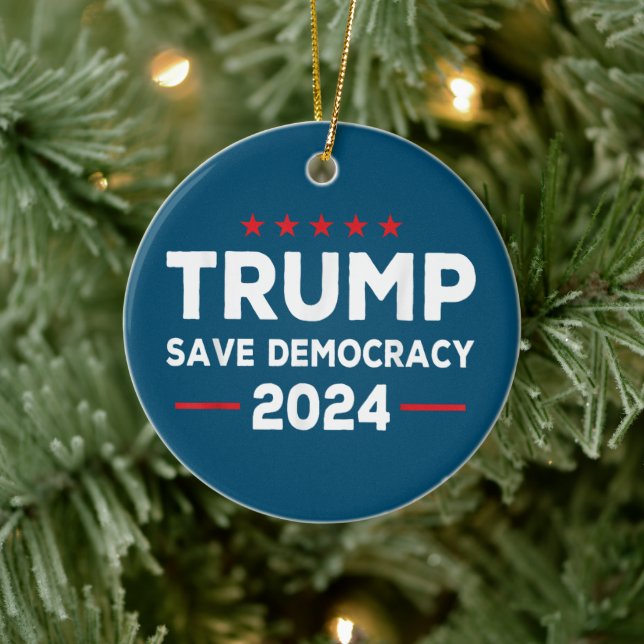 Trump Rettete Demokratie Trump 2024 Keramik Ornament (Baum)