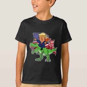 Trump Riding A Dinosaur Trex Funny Merica Patrioti T-Shirt