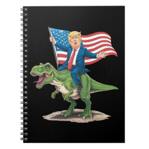 Trump Riding Dinosaur T Rex US-amerikanische Flagg Notizblock