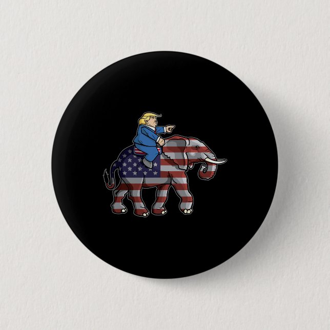 Trump Riding Elefanten Republikaner Shirt Geschenk Button (Vorderseite)