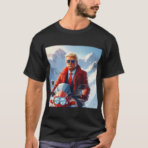 Trump Riding Motorrad im Winter Weihnachten MAGA T-Shirt