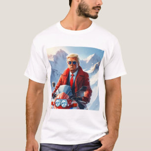 Trump Riding Motorrad im Winter Weihnachten MAGA T-Shirt