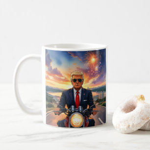 Trump Riding Motorrad US Hauptstadt Fireworks MAGA Kaffeetasse