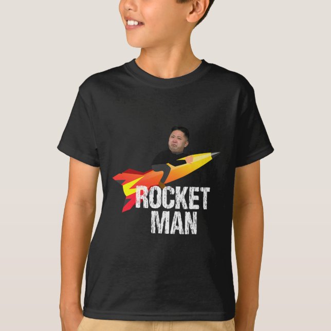 Trump Rocket Man Kim Jong Un North Korea Funny  T-Shirt (Vorderseite)