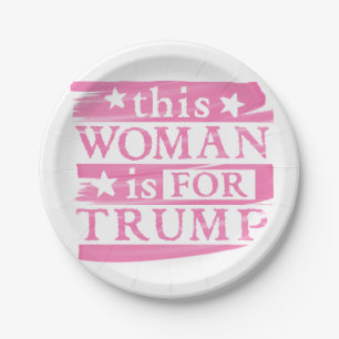 TRUMP - Rosa Frau für TRUMP-Themenpapierplatte Pappteller