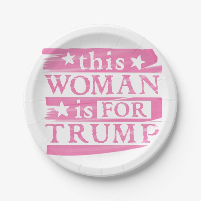 TRUMP - Rosa Frau für TRUMP-Themenpapierplatte Pappteller (Vorderseite)
