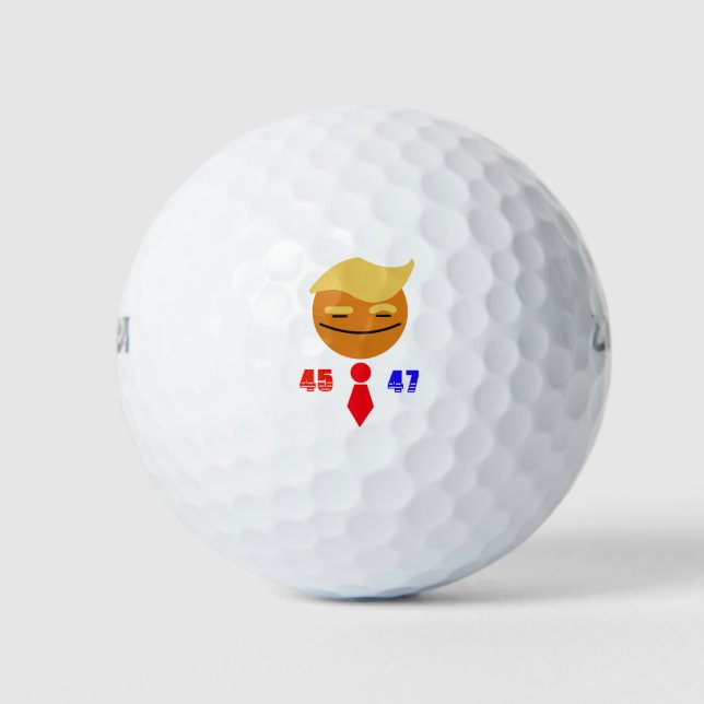 Trump: Rote Krawatte lächelnd Gesicht 45/47 Golfball (Vorderseite)