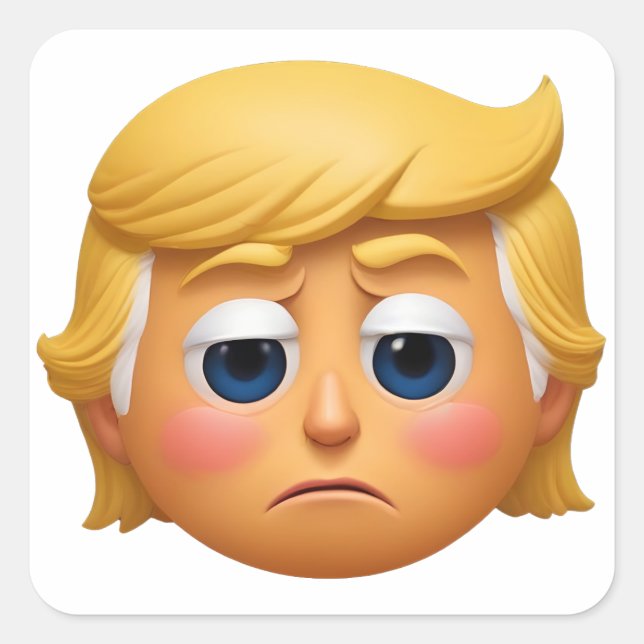 Trump Sad Emoji Quadratischer Aufkleber (Vorderseite)