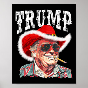 Trump Santa Cowboy Hat Christmas Texas Western Wie Poster