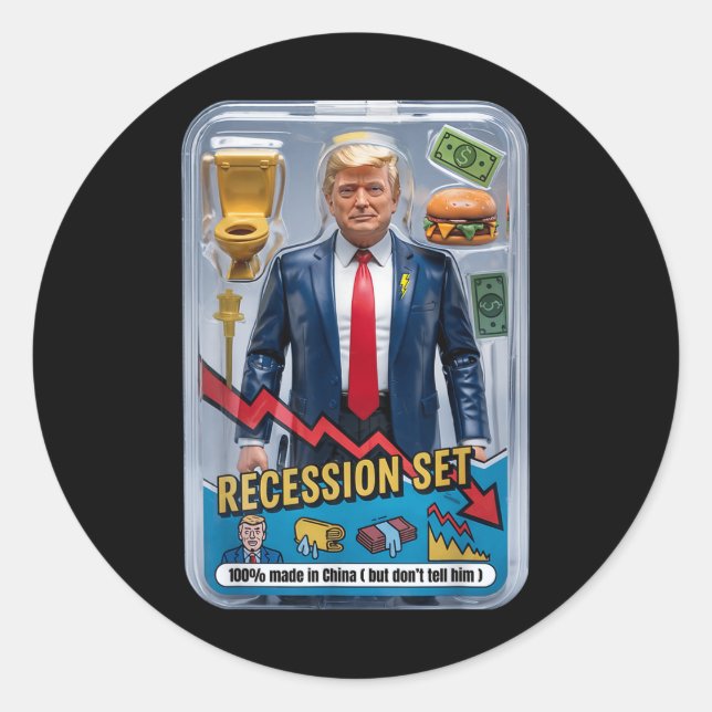 Trump Satire überlebte Rezession Box Set Action Fi Runder Aufkleber (Vorderseite)