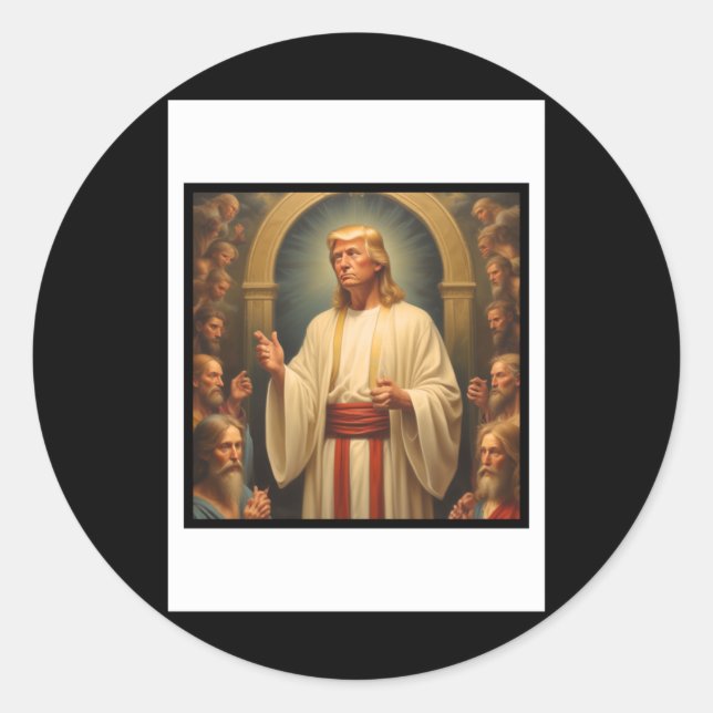 Trump Savior Runder Aufkleber (Vorderseite)