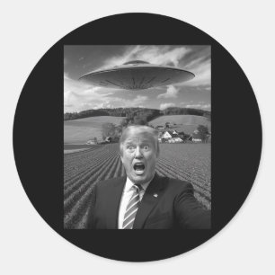 Trump Selfie mit Alien-Ufo Lustige Trump-Geschenke Runder Aufkleber