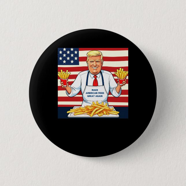 Trump Serving Mcdonalds Fries Button (Vorderseite)