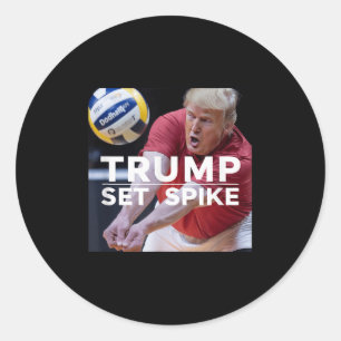 Trump Set Spike Funny Political Volleyball Player Runder Aufkleber