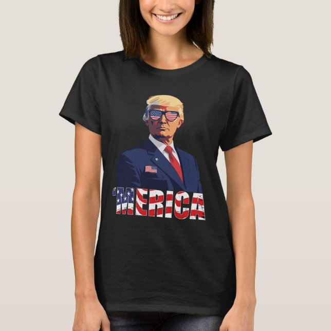 Trump Shirt Merica Trump Sungl US Flag 4. Juli (Vorderseite)
