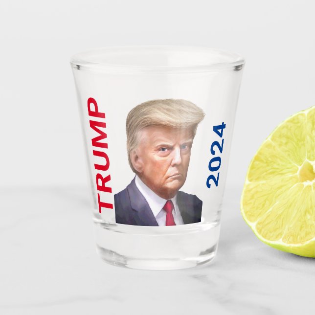 Trump sieht Red Unofficial Tasse Shot Trump 2024 (Vorderseite)