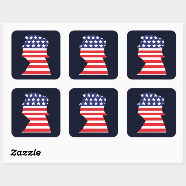 Trump-Silhouette 2024 Quadratischer Aufkleber (Blatt)