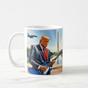 Trump spielt Electric Guitar Washington Monument Kaffeetasse