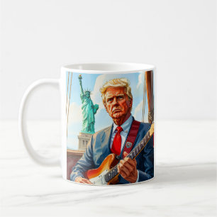 Trump spielt elektrische Gitarre in der Freiheitss Kaffeetasse