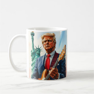 Trump spielt elektrische Gitarre in der Freiheitss Kaffeetasse