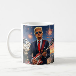 Trump spielt elektrische Gitarre Mount Rushmore MA Kaffeetasse