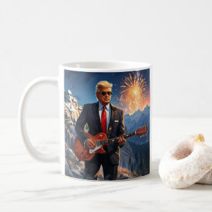 Trump spielt elektrische Gitarre Mount Rushmore MA Kaffeetasse