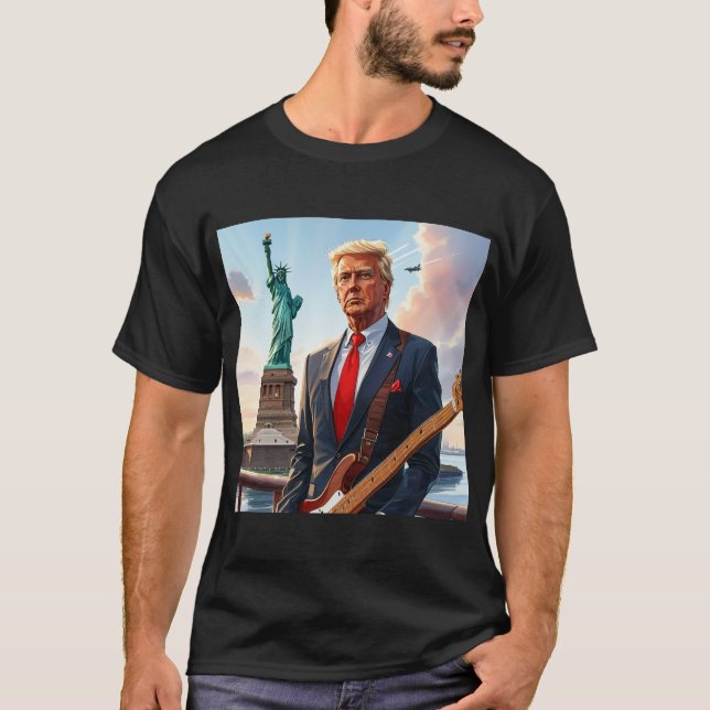 Trump spielt Gitarre in der Statue Liberty T-Shirt (Vorderseite)