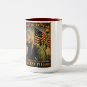 Trump Statue of Liberty USA 250 Jahre Feier Zweifarbige Tasse