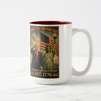Trump Statue of Liberty USA 250 Jahre Feier Zweifarbige Tasse