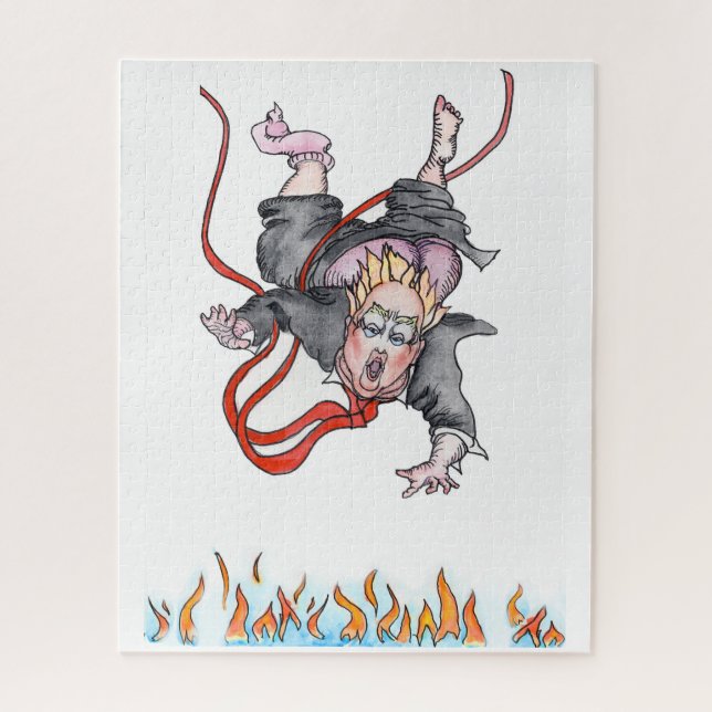 Trump steigt in das feurige Pit Jig Saw Puzzle ab (Vertikal)