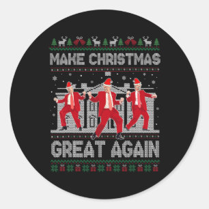 Trump Tancing Make Christmas Great Again Xmas Paja Runder Aufkleber