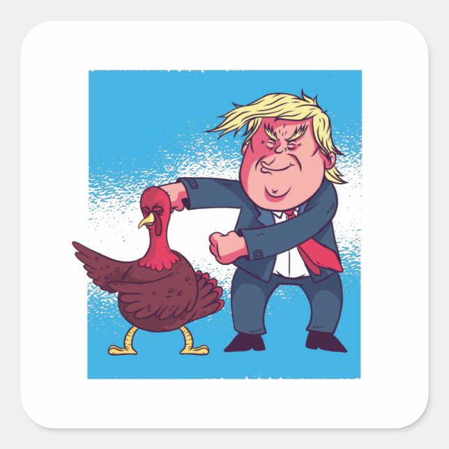 Trump tanzt Erntedank Türkei Geschenk Quadratischer Aufkleber (Vorderseite)