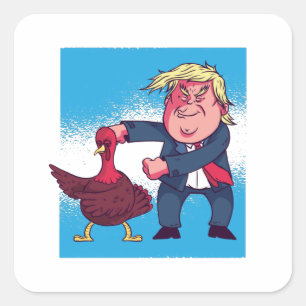 Trump tanzt Thanksgiving Truthahn Geschenk Quadratischer Aufkleber