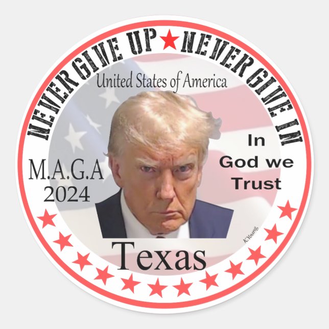 Trump/Texas Runder Aufkleber (Vorderseite)
