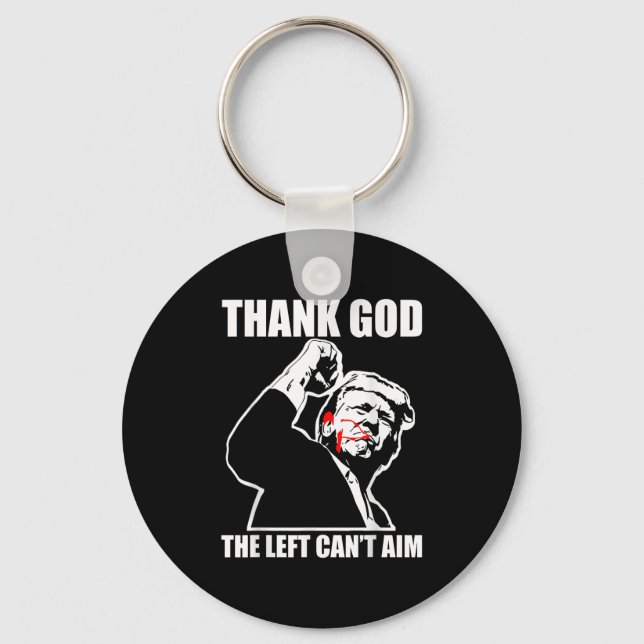 Trump Thank God The Left Can't Aim , Small, Black  Schlüsselanhänger (Vorderseite)